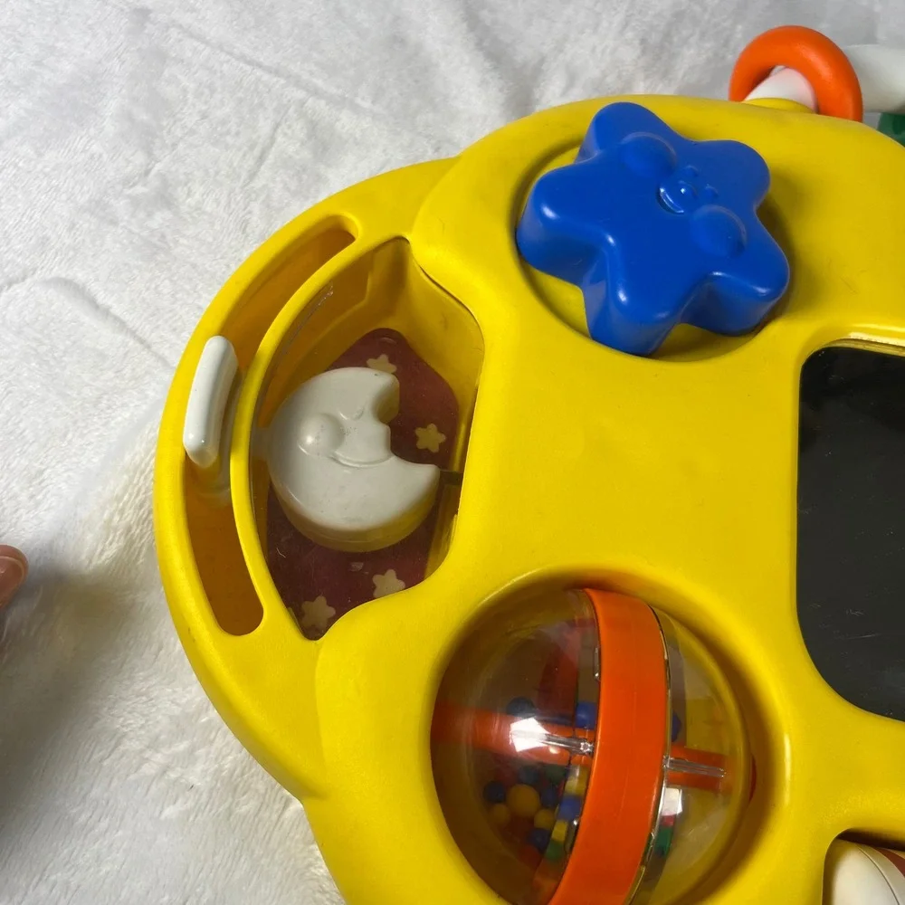 Little Tikes Vintage Baby Activity Center Crib Toy Yellow Mirror‎ Rattle 1525-01